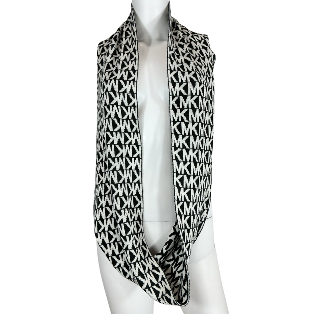 Michael Kors Graphic Black And White Monogram Scarf - Picture 1 of 4